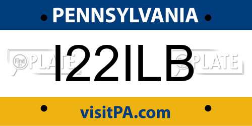 I22ILB Pennsylvania License Plate