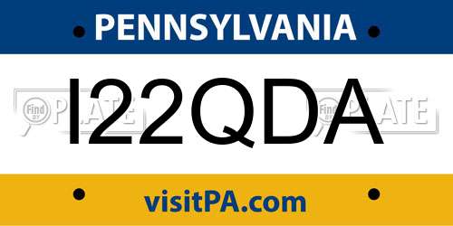 I22QDA Pennsylvania License Plate