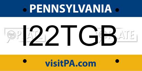 I22TGB Pennsylvania License Plate