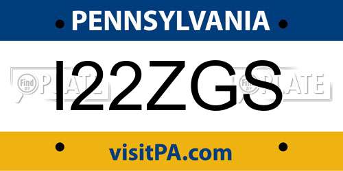 I22ZGS Pennsylvania License Plate