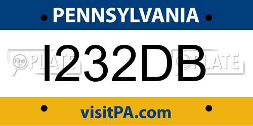 I232DB Pennsylvania License Plate