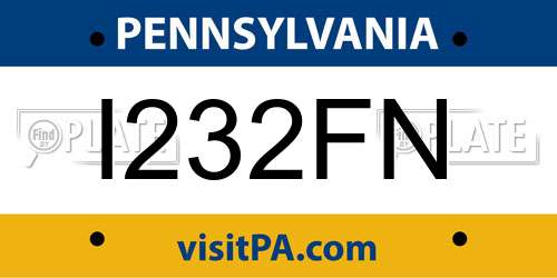 I232FN Pennsylvania License Plate