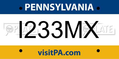 I233MX Pennsylvania License Plate
