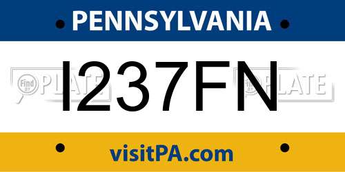 I237FN Pennsylvania License Plate