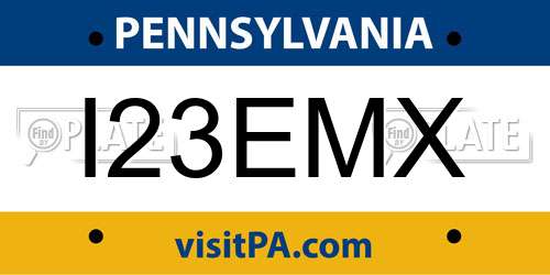 I23EMX Pennsylvania License Plate