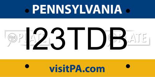 I23TDB Pennsylvania License Plate