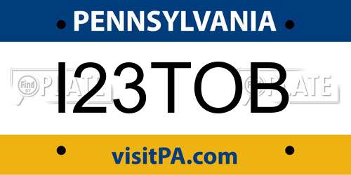 I23TOB Pennsylvania License Plate