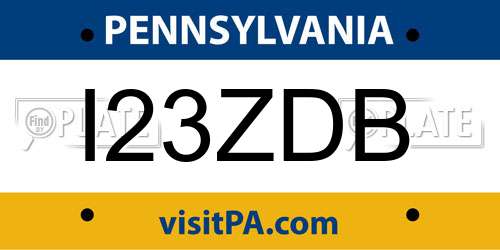 I23ZDB Pennsylvania License Plate