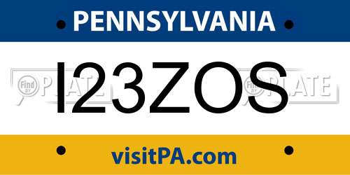 I23ZOS Pennsylvania License Plate