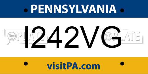 I242VG Pennsylvania License Plate