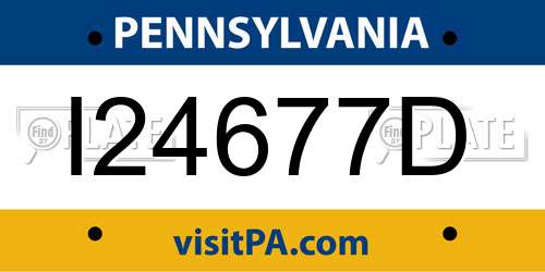 I24677D Pennsylvania License Plate