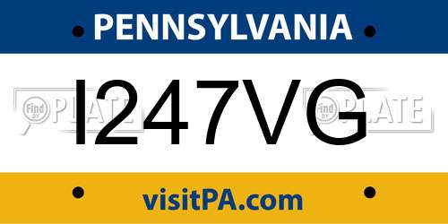 I247VG Pennsylvania License Plate