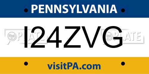 I24ZVG Pennsylvania License Plate