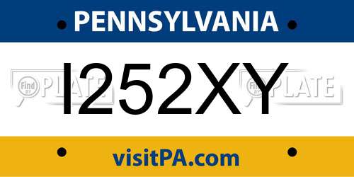 I252XY Pennsylvania License Plate