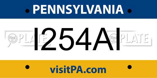 I254AI Pennsylvania License Plate