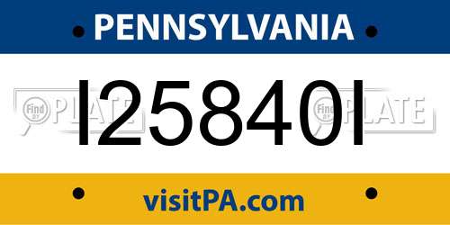 I25840I Pennsylvania License Plate