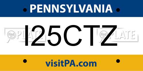 I25CTZ Pennsylvania License Plate