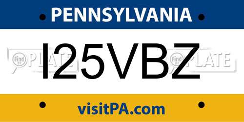 I25VBZ Pennsylvania License Plate