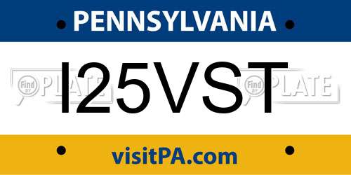 I25VST Pennsylvania License Plate