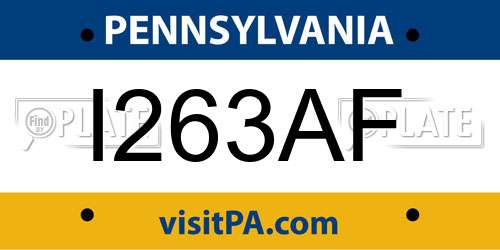 I263AF Pennsylvania License Plate