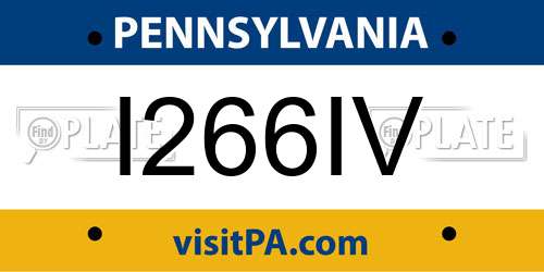 I266IV Pennsylvania License Plate
