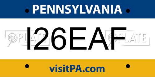 I26EAF Pennsylvania License Plate
