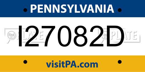 I27082D Pennsylvania License Plate