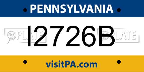 I2726B Pennsylvania License Plate