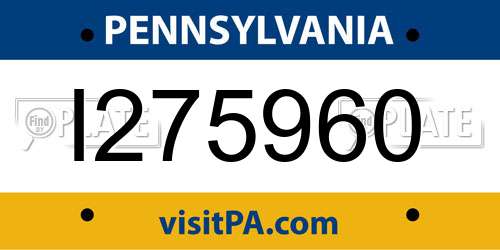 I275960 Pennsylvania License Plate