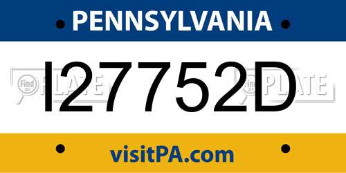 I27752D Pennsylvania License Plate