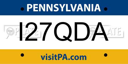 I27QDA Pennsylvania License Plate
