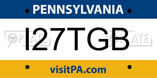 I27TGB Pennsylvania License Plate