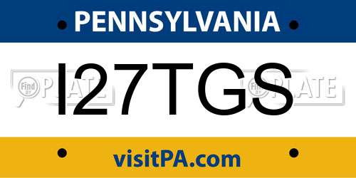I27TGS Pennsylvania License Plate