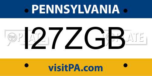 I27ZGB Pennsylvania License Plate