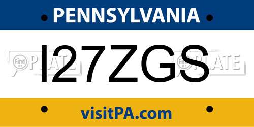 I27ZGS Pennsylvania License Plate