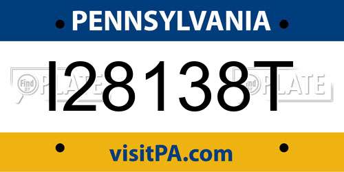 I28138T Pennsylvania License Plate