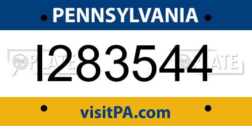 I283544 Pennsylvania License Plate