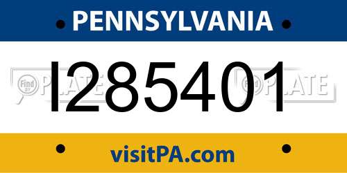 I285401 Pennsylvania License Plate