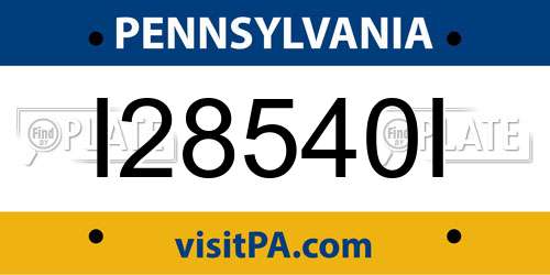 I28540I Pennsylvania License Plate