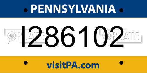 I286102 Pennsylvania License Plate