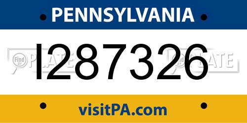 I287326 Pennsylvania License Plate