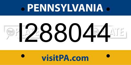 I288044 Pennsylvania License Plate