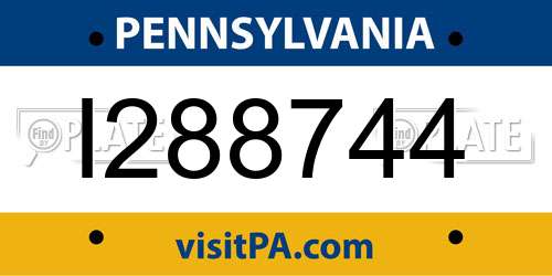 I288744 Pennsylvania License Plate