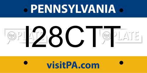 I28CTT Pennsylvania License Plate