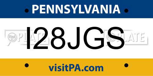 I28JGS Pennsylvania License Plate