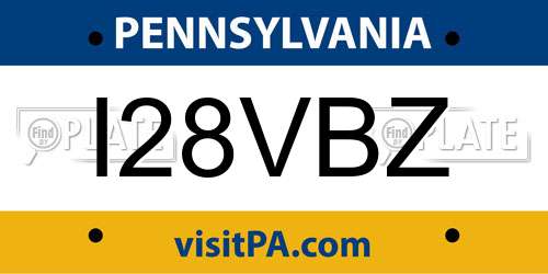 I28VBZ Pennsylvania License Plate