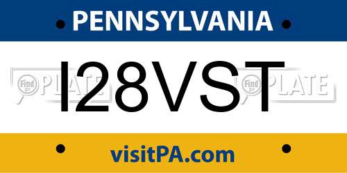 I28VST Pennsylvania License Plate