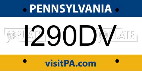 I290DV Pennsylvania License Plate