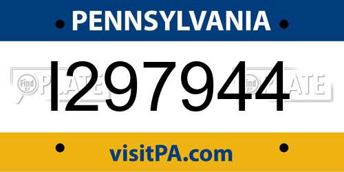 I297944 Pennsylvania License Plate