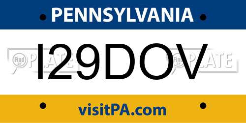 I29DOV Pennsylvania License Plate